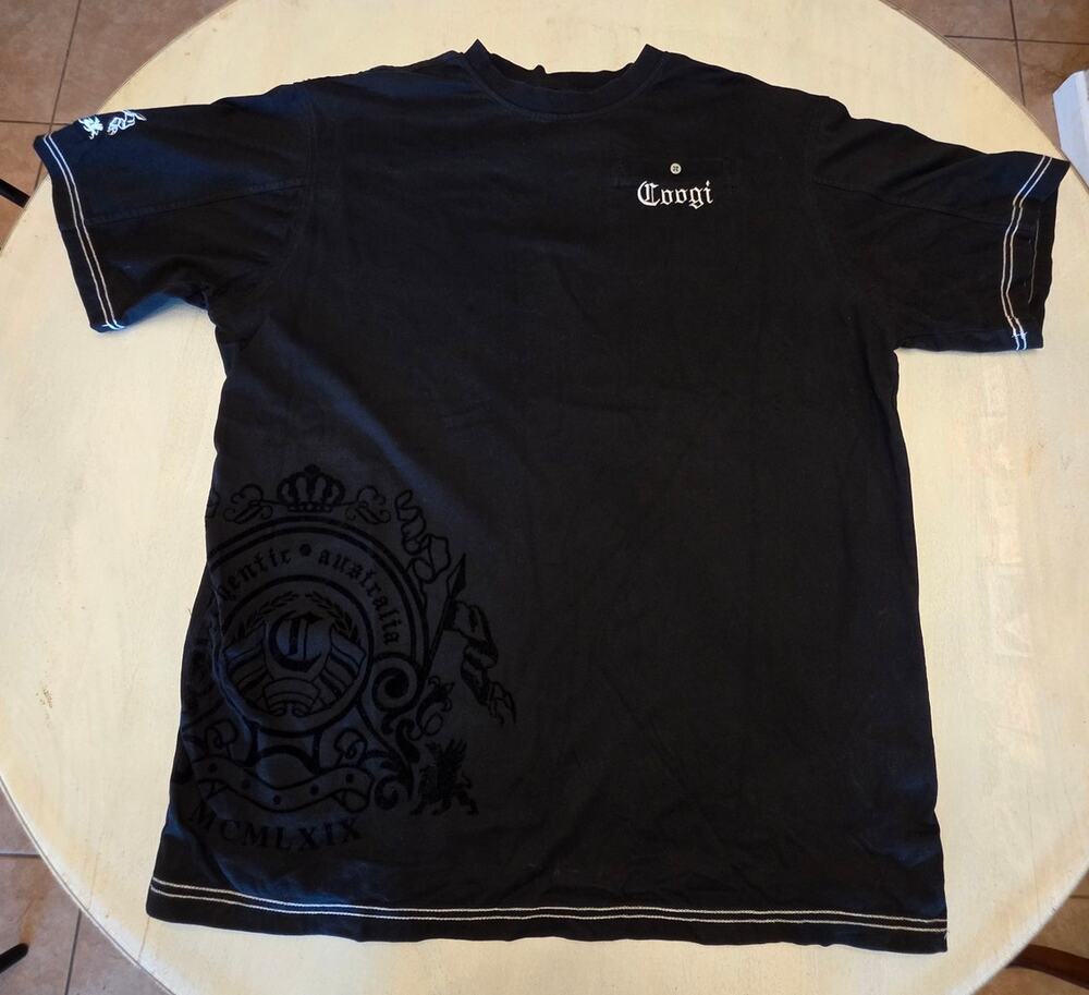 Coogi Men's Black Crewneck SZ XXXL Graphic Print Y2K